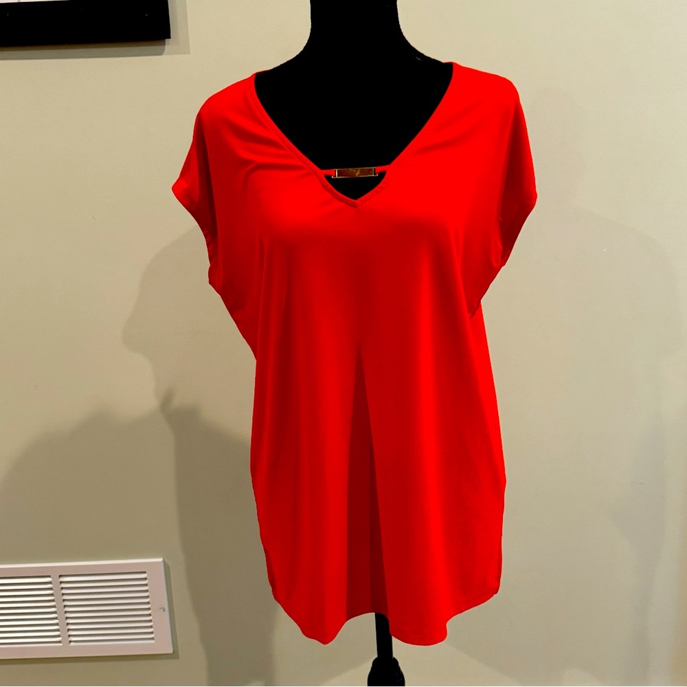 Chaus Red Tunic With Gold Accent Size L